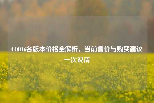 COD16各版本价格全解析，当前售价与购买建议一次说清
