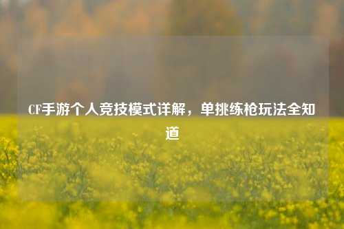 CF手游个人竞技模式详解,单挑练枪玩法全知道
