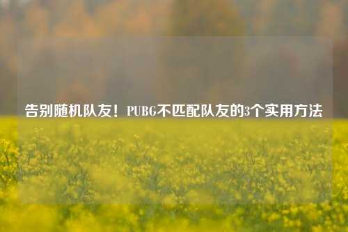 告别随机队友！PUBG不匹配队友的3个实用方法