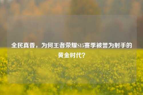 全民真香，为何王者荣耀S15赛季被誉为射手的黄金时代？