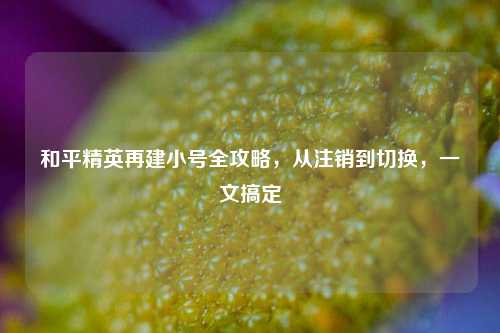 和平精英再建小号全攻略，从注销到切换，一文搞定