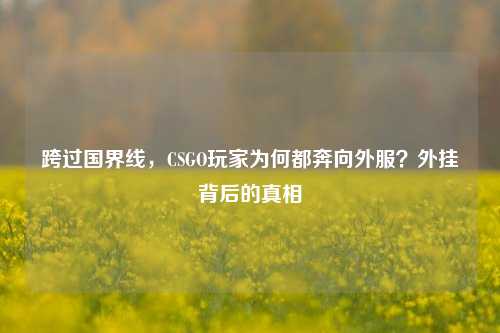 跨过国界线，CSGO玩家为何都奔向外服？外挂背后的真相