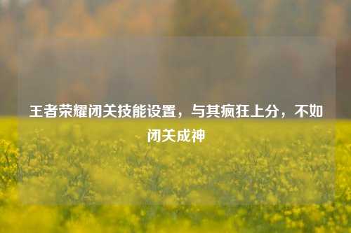 王者荣耀闭关技能设置,与其疯狂上分,不如闭关成神