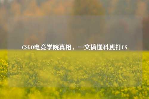CSGO电竞学院真相，一文搞懂科班打CS