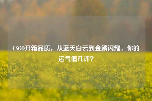 CSGO开箱品质，从蓝天白云到金鳞闪耀，你的运气值几许？