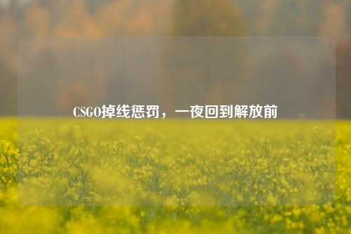 CSGO掉线惩罚，一夜回到解放前
