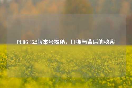 PUBG 15.2版本号揭秘,日期与背后的秘密