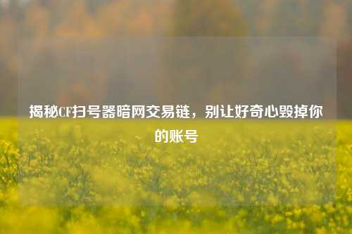 揭秘CF扫号器暗网交易链,别让好奇心毁掉你的账号