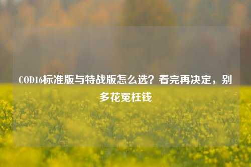 COD16标准版与特战版怎么选?看完再决定,别多花冤枉钱