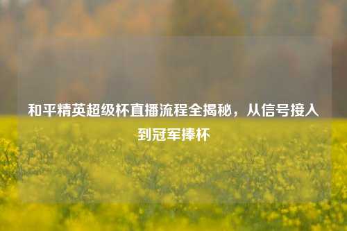 和平精英超级杯直播流程全揭秘，从信号接入到冠军捧杯