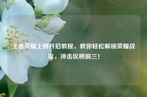 王者荣耀上榜开启教程,教你轻松解锁荣耀战区,冲击区榜前三!