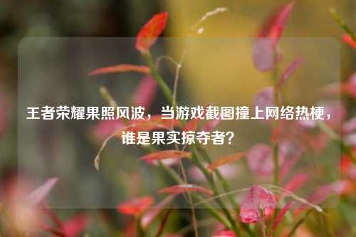 王者荣耀果照风波,当游戏截图撞上网络热梗,谁是果实掠夺者?