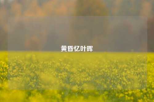 黄昏忆叶晖