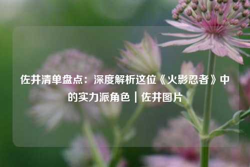 佐井清单盘点：深度解析这位《火影忍者》中的实力派角色｜佐井图片