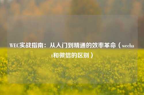 WEC实战指南：从入门到精通的效率革命（wechat和微信的区别）