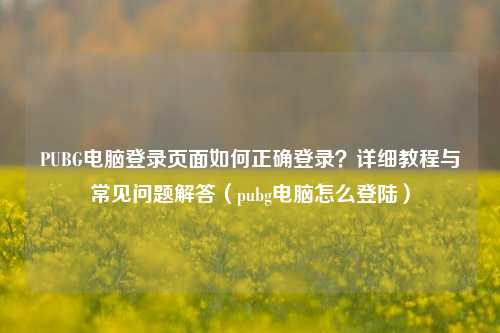 PUBG电脑登录页面如何正确登录？详细教程与常见问题解答（pubg电脑怎么登陆）
