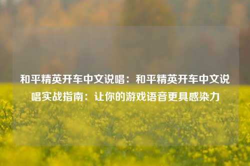和平精英开车中文说唱：和平精英开车中文说唱实战指南：让你的游戏语音更具感染力