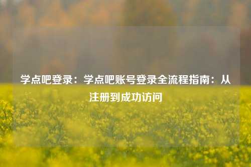 学点吧登录：学点吧账号登录全流程指南：从注册到成功访问