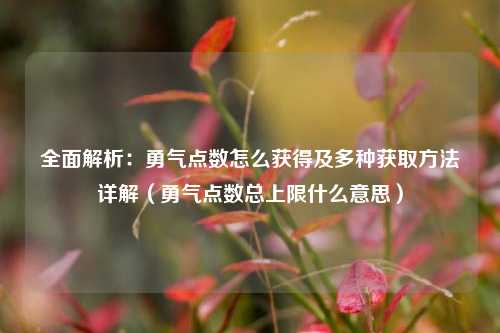 全面解析：勇气点数怎么获得及多种获取方法详解（勇气点数总上限什么意思）