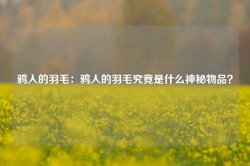 鸦人的羽毛：鸦人的羽毛究竟是什么神秘物品？