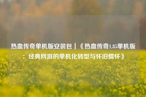热血传奇单机版安装包｜《热血传奇1.85单机版：经典网游的单机化转型与怀旧情怀》