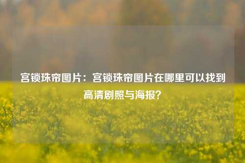 宫锁珠帘图片:宫锁珠帘图片在哪里可以找到高清剧照与海报?